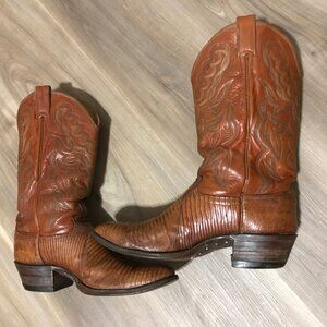 Justin Men's Western Boots Brown Lizard Skin Size 11 D